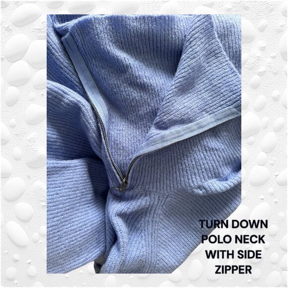 TRIBEKKA 44 PLUS SIZES - COZY BABY BLUE POLO WITH ZIPPER - NWT - Picture 5 of 5